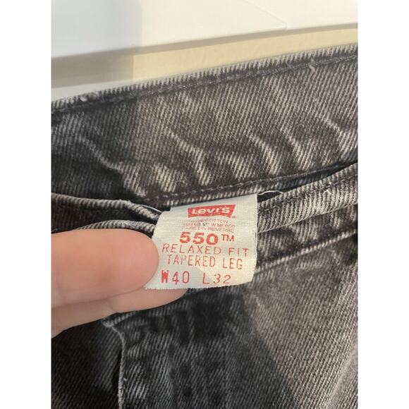 Vintage Levis 550 Jeans Mens 40x32 Black Relaxed Fit Tapered Leg Orange Tab 90s - Picture 4 of 13